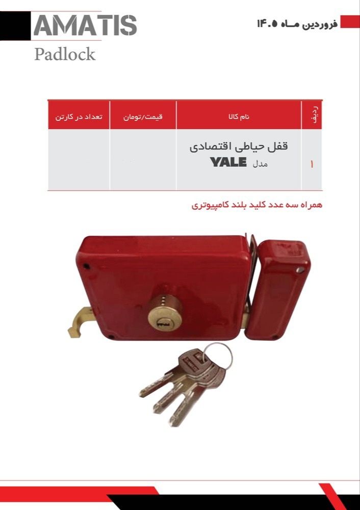 قفل حیاطی کلیدکامپیوتری آماتیس مدل یالی